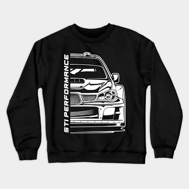 WRC Subaru WRX STI Performance (White Print) Crewneck Sweatshirt by idrdesign